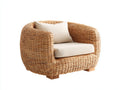 Poltrona da giardino-Rattan-Tessuto-106x96x86 cm-Beige-Marrone-Boho
