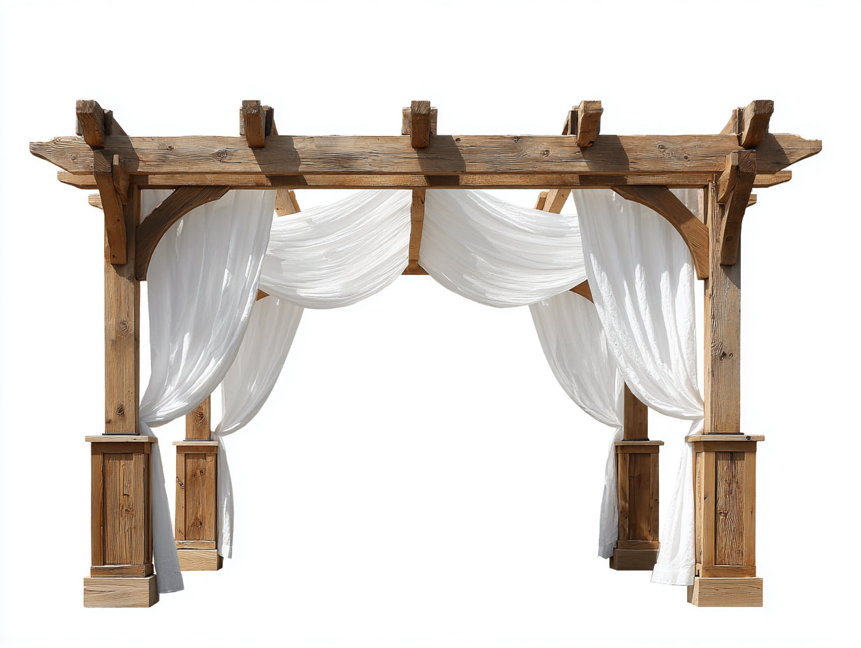 Pergola da giardino - Legno-Tessuto - 320x220x245 cm - Marrone-Bianco - Stile rustico elegante