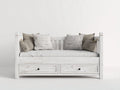Divano letto-Legno-Tessuto-202x93x88 cm-Bianco-Beige-Rustico