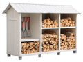 Portalegna - Legno-Cemento - 192x73x176 cm - Bianco-Grigio - Stile rustico da esterno