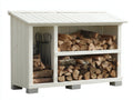 Portalegna - Legno-Cemento - 158x68x171 cm - Bianco-Grigio - Stile rustico da esterno