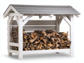 Portalegna - Legno - 174x67x162 cm - Bianco-Grigio - Stile rustico da esterno