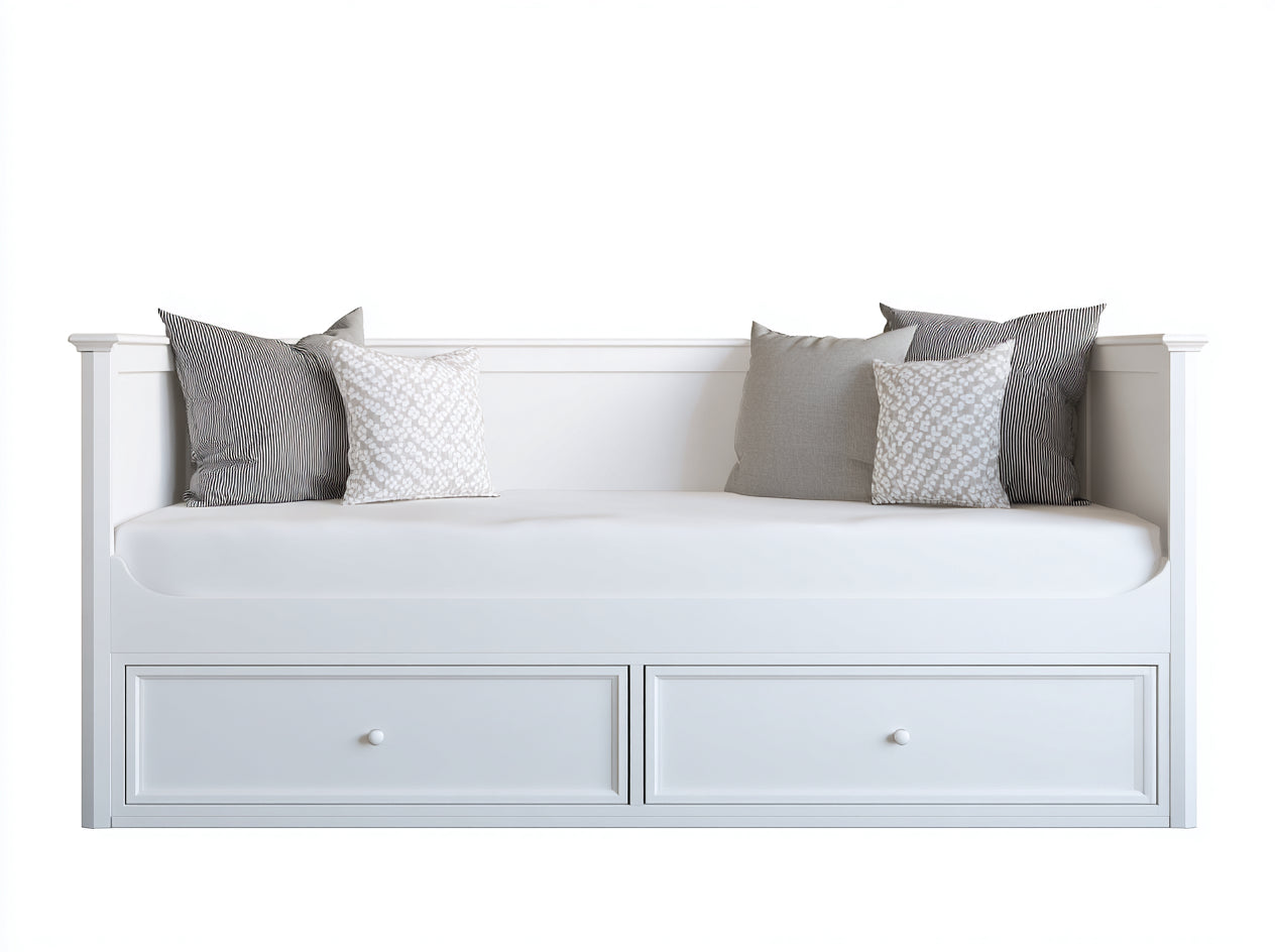 Divano letto-Legno-Tessuto-204x96x81 cm-Bianco-Grigio-Contemporaneo