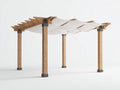 Pergola da giardino - Legno-Tessuto - 380x270x260 cm - Chiaro-Bianco - Stile moderno naturale