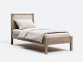 Letto singolo - legno-tessuto - 206x99x96 cm - legno naturale-beige - rustico