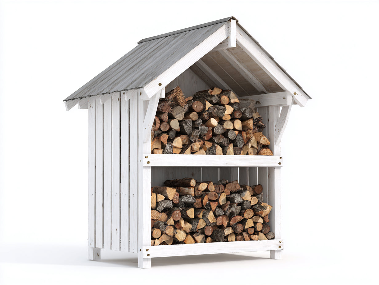 Portalegna - Legno - 118x58x176 cm - Bianco - Stile rustico da esterno