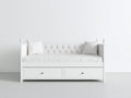 Divano letto-Legno-Tessuto-198x91x84 cm-Bianco-Beige-Classico