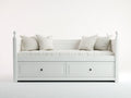 Divano letto-Legno-Tessuto-206x94x87 cm-Bianco-Beige-Classico