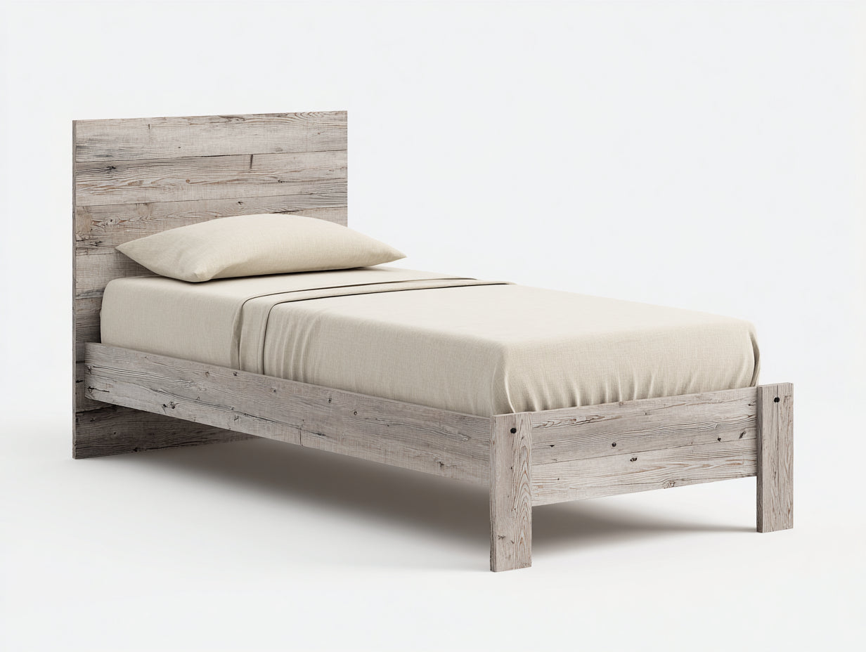 Letto singolo - legno - 208x100x106 cm - beige - rustico