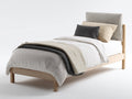 Letto singolo - legno-tessuto - 208x100x94 cm - legno naturale-grigio - nordico