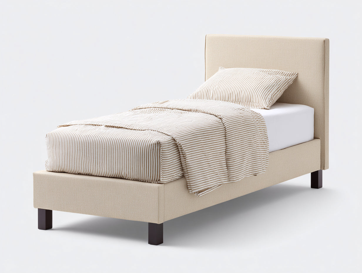 Letto singolo - tessuto - 206x101x98 cm - beige - moderno