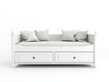Divano letto-Legno-Tessuto-208x92x84 cm-Bianco-Beige-Classico