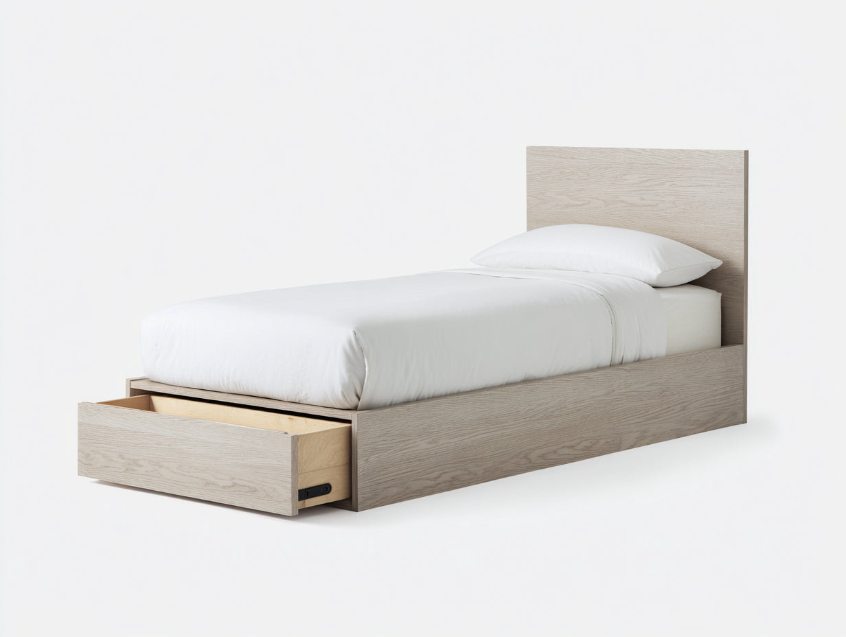 Letto singolo - legno - 205x98x90 cm - grigio chiaro - moderno