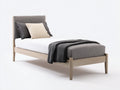 Letto singolo - legno-tessuto - 206x99x97 cm - legno naturale-grigio - contemporaneo