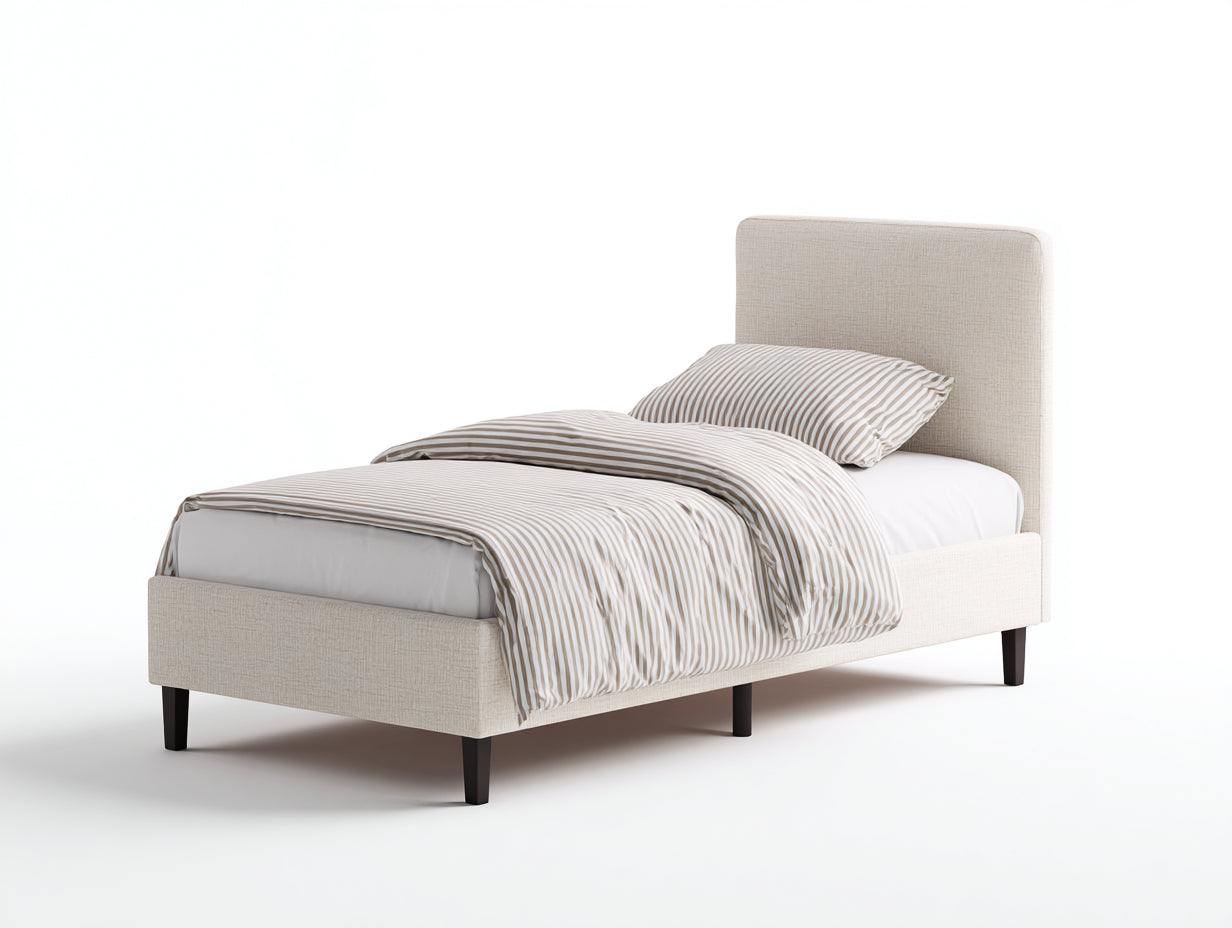 Letto singolo - tessuto - 204x99x96 cm - beige - moderno