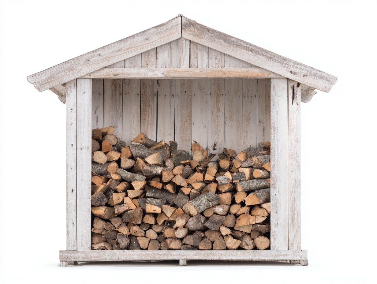 Portalegna - Legno - 135x70x165 cm - Bianco - Stile rustico tradizionale