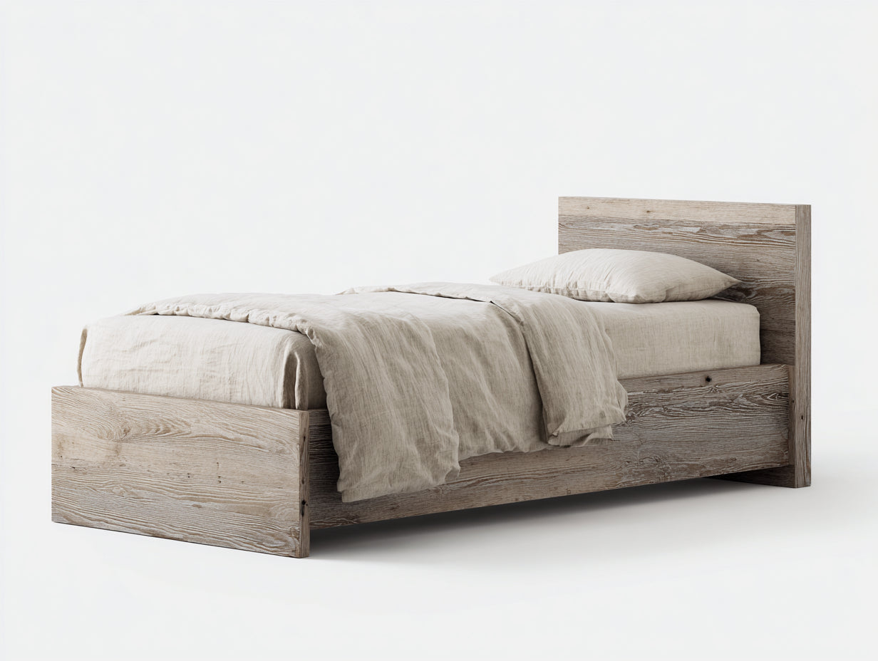 Letto singolo - legno - 208x101x89 cm - beige - rustico