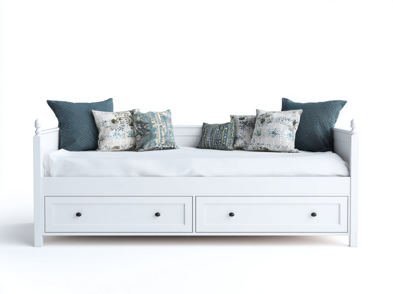 Divano letto-Legno-Tessuto-210x94x82 cm-Bianco-Moderno