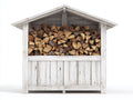 Portalegna - Legno - 142x72x168 cm - Bianco - Stile rustico tradizionale