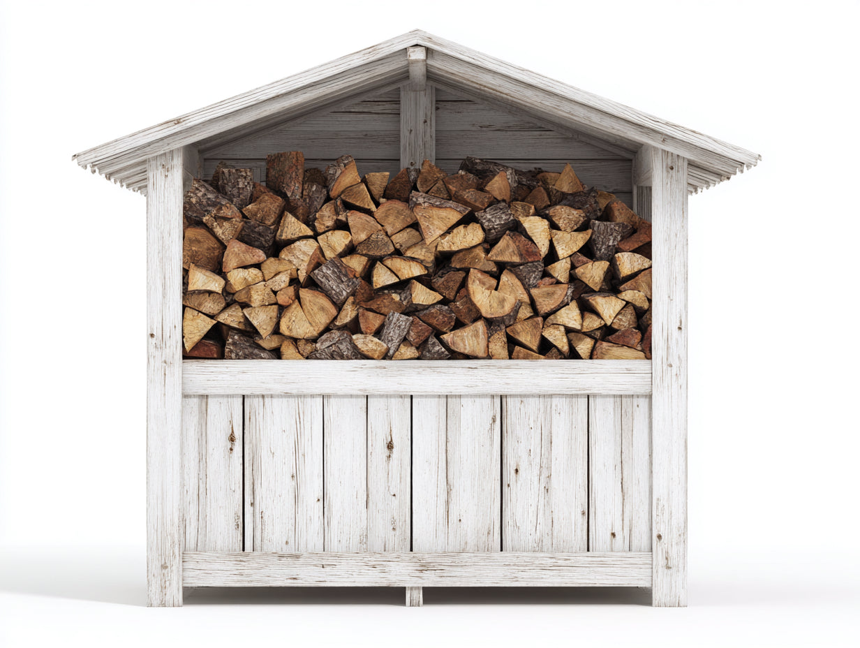 Portalegna - Legno - 142x72x168 cm - Bianco - Stile rustico tradizionale
