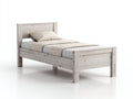 Letto singolo - legno - 207x100x99 cm - bianco - rustico
