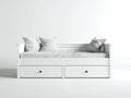 Divano letto-Legno-Tessuto-201x90x80 cm-Bianco-Grigio-Minimalista
