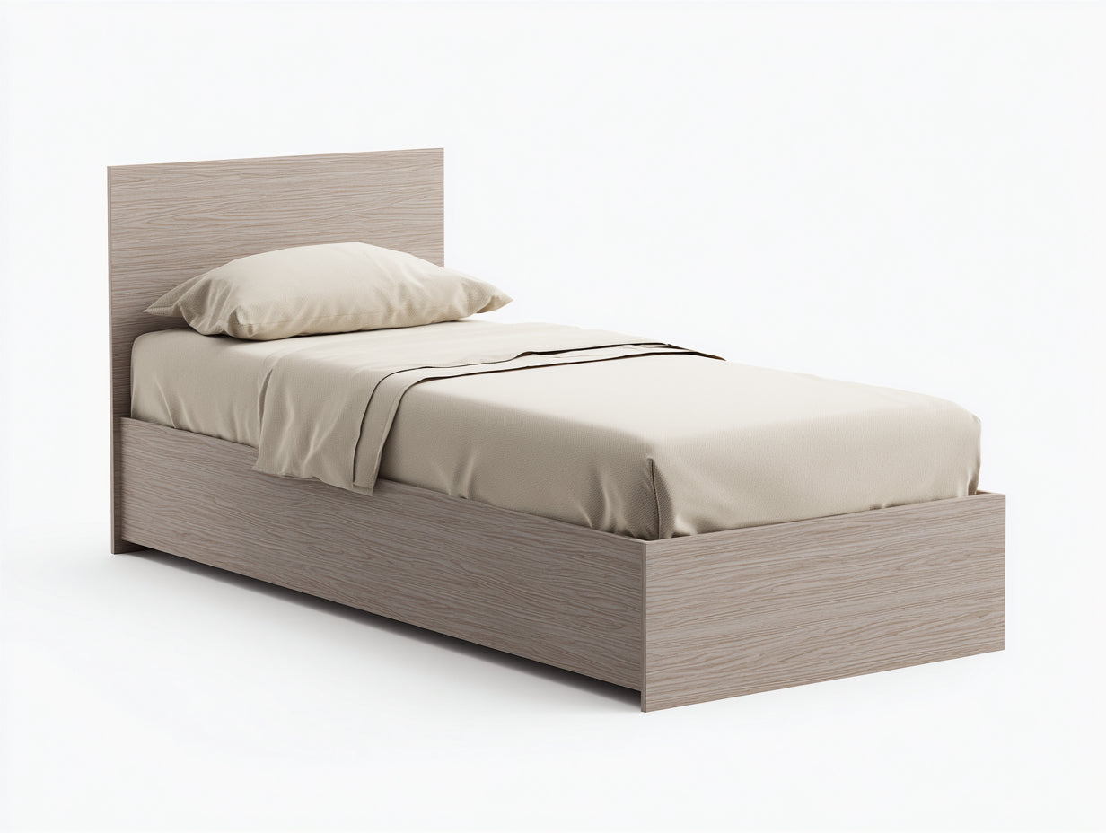 Letto singolo - legno - 206x99x93 cm - beige - moderno