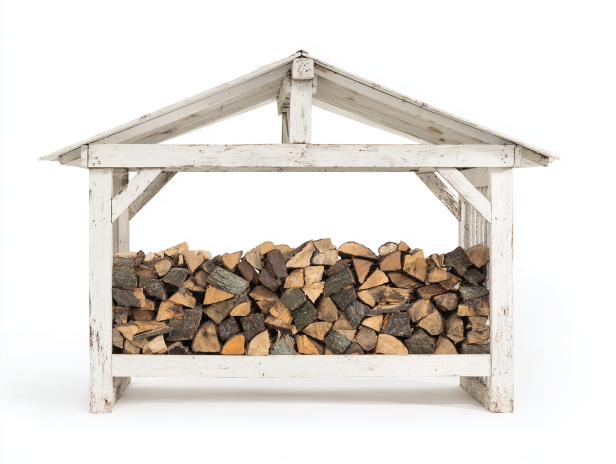 Portalegna - Legno - 156x68x158 cm - Bianco - Stile rustico da esterno