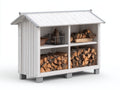 Portalegna - Legno-Metallo - 150x63x169 cm - Bianco-Grigio - Stile rustico da esterno